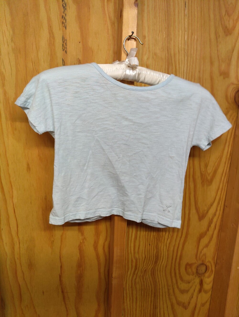 Xersion Girls M 10-12 Light Gray Open Twist Keyhole Back Quick-Dri Crop Tee Shir